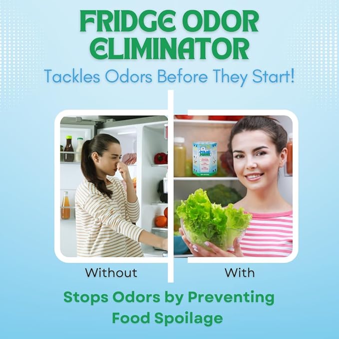 All-in-1 Refrigerator Deodorizer & Produce Saver by Polar Fresh 3 Pack – Fridge Odor Eliminator, Ethylene Gas Absorber, Fridge Moisture Absorber & Efficiency Booster; Surpasses Baking Soda & Charcoal
