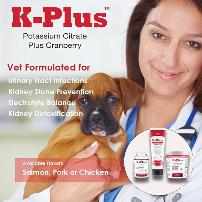 K-Plus Potassium Gluconate Renal Gel Plus Cranberry and EPA for Dogs and Cats - Veterinarian Approved Renal Supplement - Supports Potassium Balance -(2 Pack)
