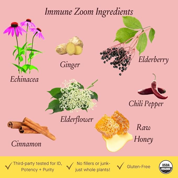 Urban Moonshine Immune Zoom - Stimulates Immune System* - Fast-Acting Immune Booster* with Echinacea, Elderberry & Raw Honey - Immune Support Supplement - Gluten Free Herbal Supplement* - 8.4 Fl Oz