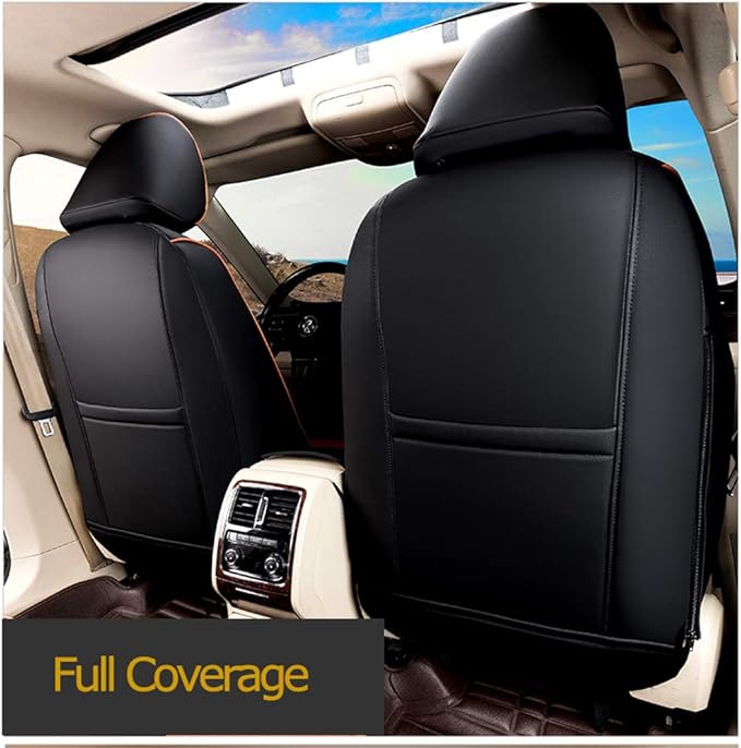 EKR Rav4 Seat Covers Custom Fit for Toyota Rav4 LE(NOT for Hybrid) 2013 2014 2015 2016 2017 2018,Leather Car Seat Cover for Trucks SUV Full Set,Faux Leather(Black with Red Trim)