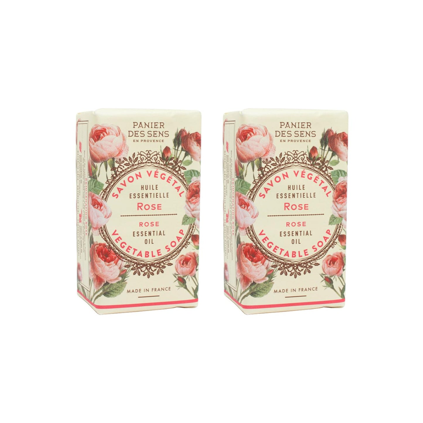 Panier Des Sens - Rose Bar Soap - Moisturizing Gentle Scented Soap Bar - Natural Soap With Sweet Almond - 97% Natural Ingredient
