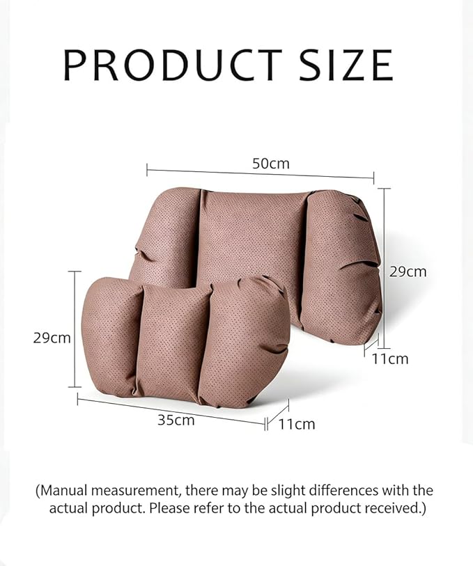 Car Neck Pillow & Lumbar Support for Kia Telluride Carnival Cadenza Stinger Ergonomic Breathable Mesh Auto Seat Back Cushion Headrest,Brown-Neck & Lumbar Set