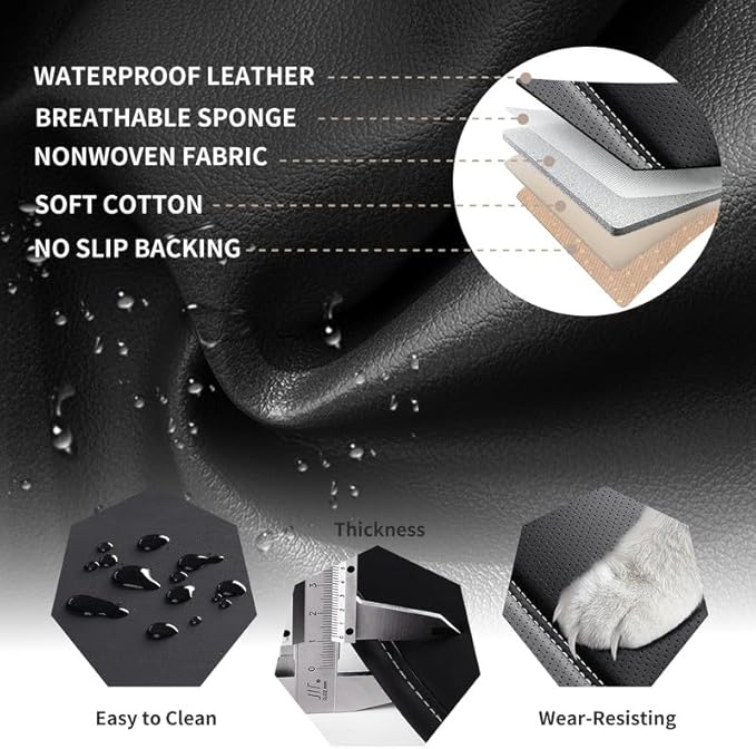 Car Seat Covers Full Set Custom Fit for Buick Verano 2012-2017-Luxury Leather with Lumbar Support, Breathable, Waterproof, Anti-Slip, Durable, Easy to Install (Black&White,Full Set)