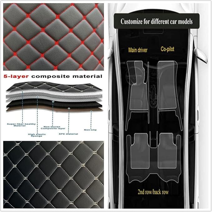 Custom Making Car Floor Mats Protection Pads for 99% Sedan/Coupe/Hatchback/SUV/Pickup Men Women Car Floor Mats Coverage Pads Anti-Slip Leather Floor Lining (Pink)
