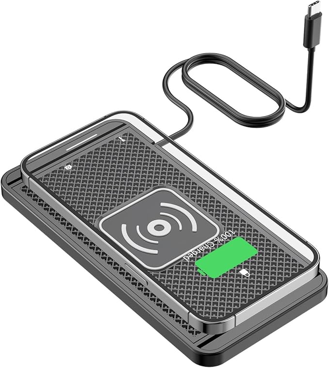 Wireless Charging Pad for Car for Ford F250 350 450 Edge SMax, 15W Fast Wireless Charger Mat Non-Slip Silicone Car Center Console Phone Charging Pad,A/15W-Type-c