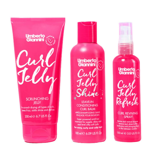 Umberto Giannini Curl Jelly Styling Trio Set - Curl Scrunching Jelly, Curl Jelly Refresh And Curl Jelly Shine Leave In Curl Cond