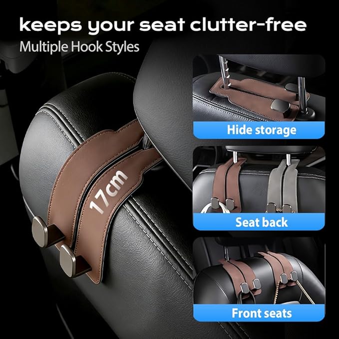 2026 Car Headrest Storage Hooks - Universal Backseat Hanger Organizer for Handbags & Grocery Bags (2, Grey)