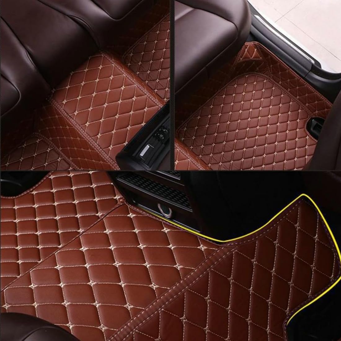 Custom Personalized Floor Mats for Cars，Luxury Full Coverage All Car Floor Mats，Anti-Slip Leather Car Mat Set ，Custom Floor Mats for 99% of Cars, Trucks & SUVs. (Black)