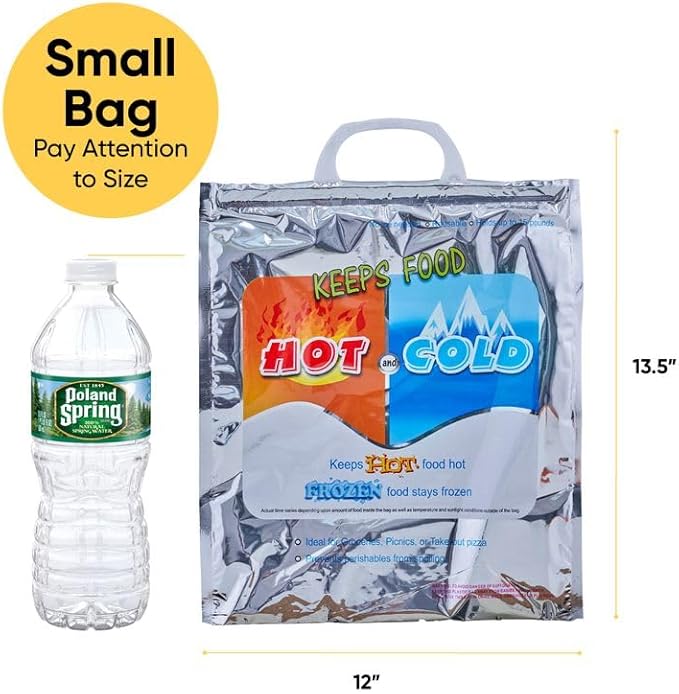 Superio Hot and Cold Insulated Bags for Food Delivery, Grocery Shopping Bags, Food Storage for Hot and Frozen Food for Travel, Disposable Cooler Bag, Reinforced Thermal Lunch Bag (10, 12"x13.5")