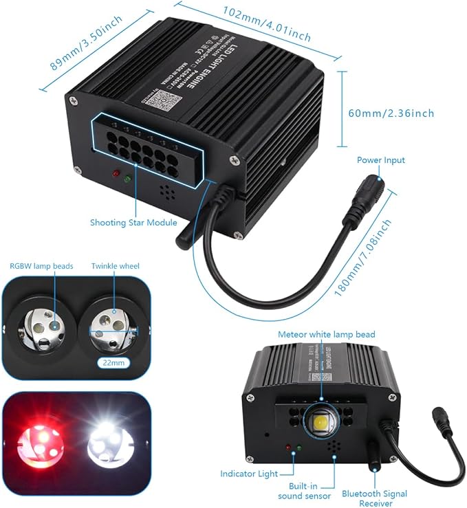 AKEPO 18W Shooting Star+Dual Color Twinkle All-in-one Fiber Optic Lights, 240 Meteor+1100pcs of 13.1ft 0.03in Optical Fibers+Music Activated+Remote/APP Home Car Fiber Starlights Headliner Kits
