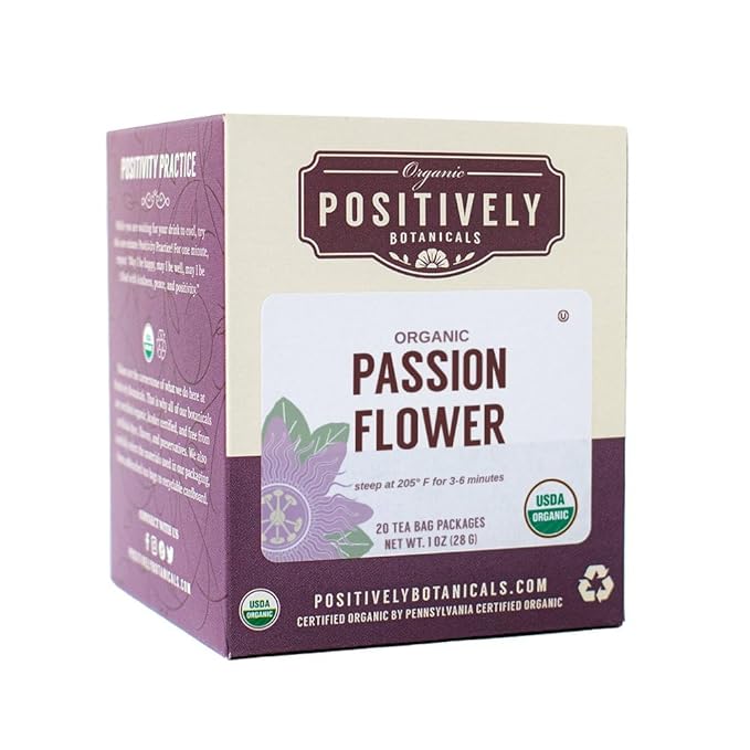 Organic Positively Botanicals Company, Passion Flower Herbal Tea Bags, 20 Count
