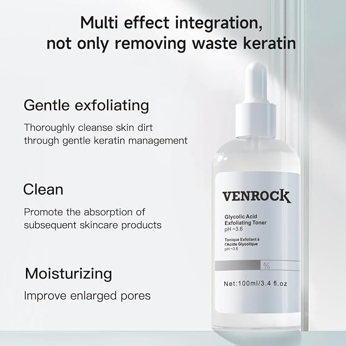 7% Glycolic Acid Exfoliating Toner, Exfoliating Facial Toner, Pore Minimizing Toner, Smooth Skin, Even Tone, Hydrating Formula