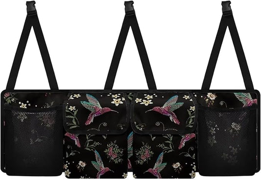 Hummingbird Trunk Organizer Car Women Floral Flowers Foldable Backseat Hanging Organizer,Sturdy Space Saving Expert