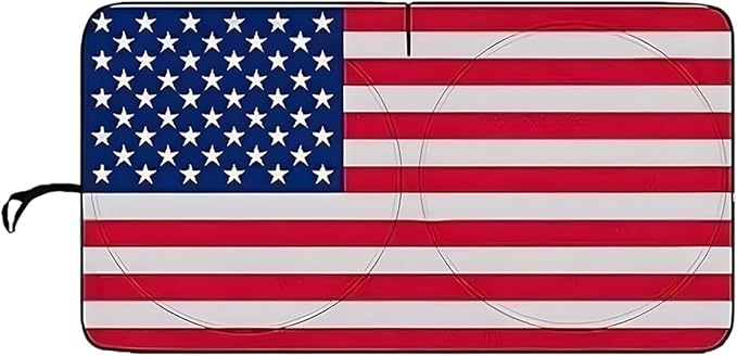 American Flag Car Windshield Sun Shade, Foldable Car Front Window Sunshade for Cars SUV Truck, Auto Interior Sun Protection Cover, Blocks UV Rays & Keeps Your Vehicle Cool (Red, L)