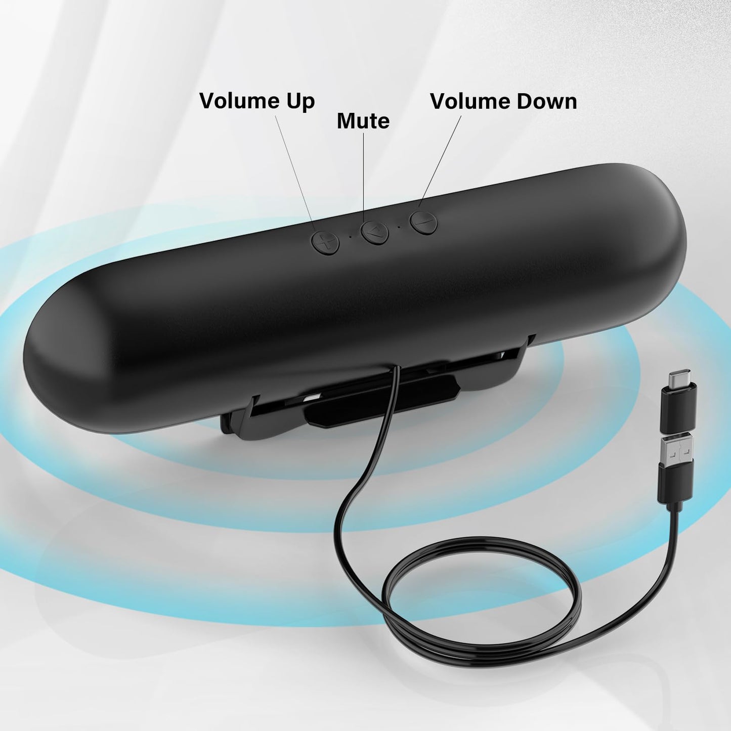 LXTNFU Computer Speakers for Desktop Monitor,Single Speakers for Desktop PC,Laptop Speaker with Loud Sound,Volume Control Easily Clamps to Monitors(USB-C to USB Adapter Included) (Black)