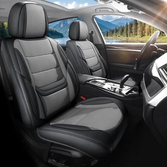 Car Seat Covers Full Set Custom Fit for Ford Taurus 1999-2018 - Premium Leather with Lumbar Support, Breathable, Anti-Slip & Excellent Seating Experience (Black&Gray, Full Set)