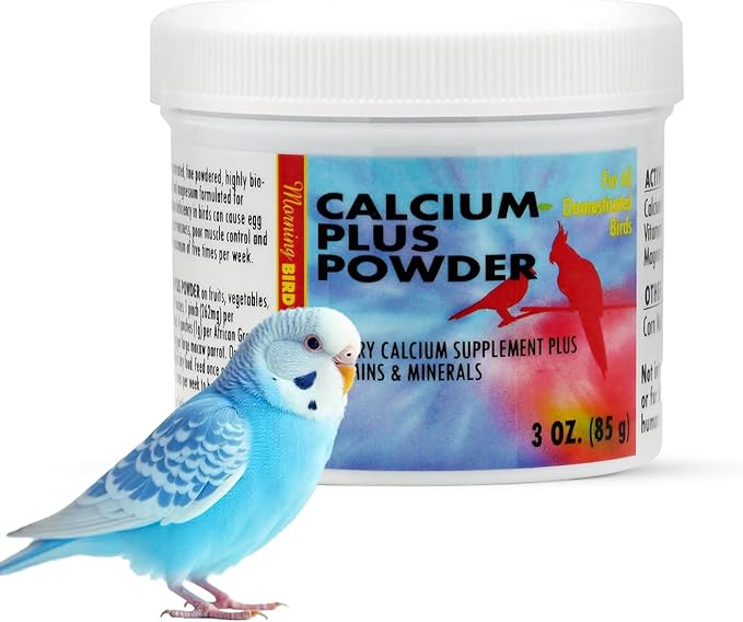 Morning Bird Calcium Plus Powder for Birds 3 oz – Calcium Carbonate Powder with Magnesium Glycinate & Vitamin D – Bone Strength & Immune Support Supplement – Calcium Formula for All Bird Sizes