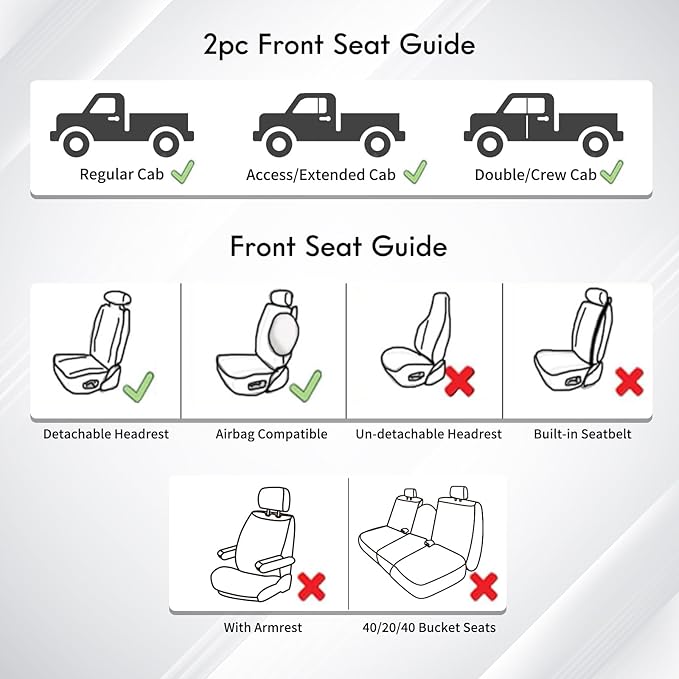 Huidasource Tacoma Seat Covers, Full Coverage Waterproof Truck Seat Cover Fit for Toyota Tacoma 2016-2023 Double & Crew Cab SR, SR5, Limited, TRD Pro, TRD Sport, TRD Off-Road (Front Pair/Black&Red)