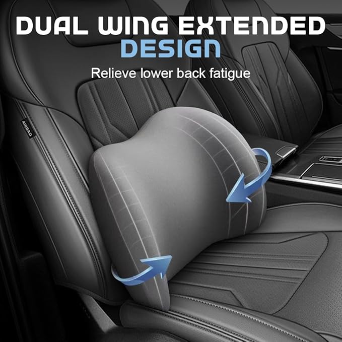 2025 New Car Headrest & Lumbar Support Cushion, Ergonomic Car Seat Headrest Neck Rest Cushion Lumbar Support Pillow Memory Foam & Breathable Removable Cover for Neck Back Pain Relief (Blue)