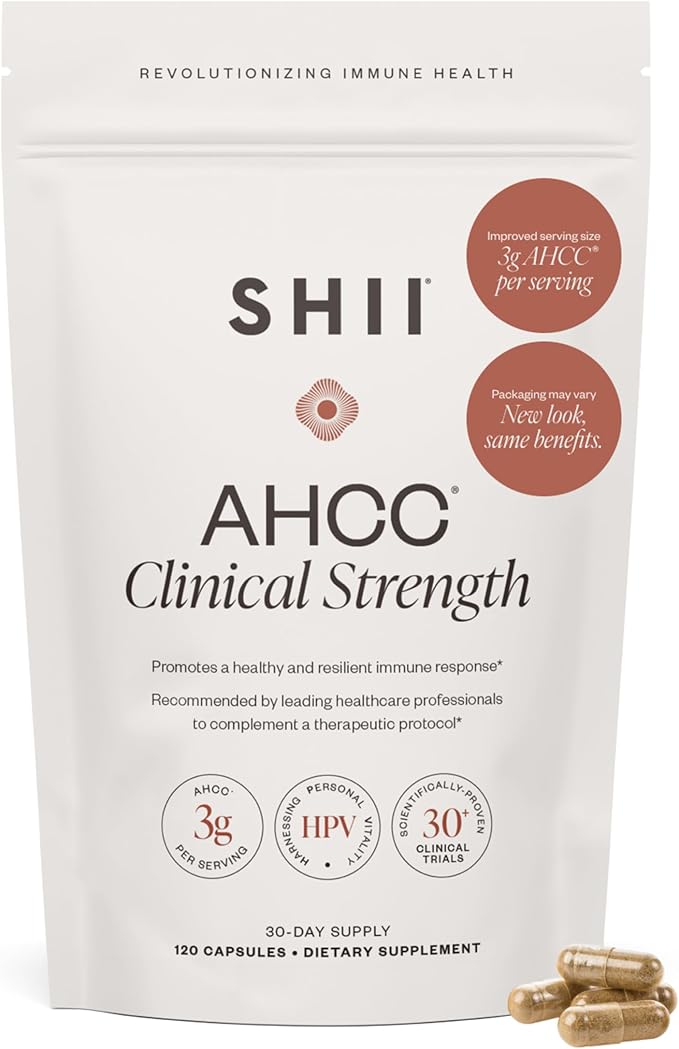 SHII AHCC Clinical Strength, 30-Days Supply, Vegan, Gluten-Free Immune Support Supplement with Extra AHCC Boost, Made from Functional Shiitake Mushrooms for Immune Balance Support and Overall Wellness