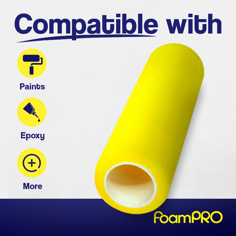 FoamPRO 209 Foam Paint Roller - 9" x 3/16" Foam Paint Roller for Many Unique Applications - Durable, Reliable, & Lint-Free Finish