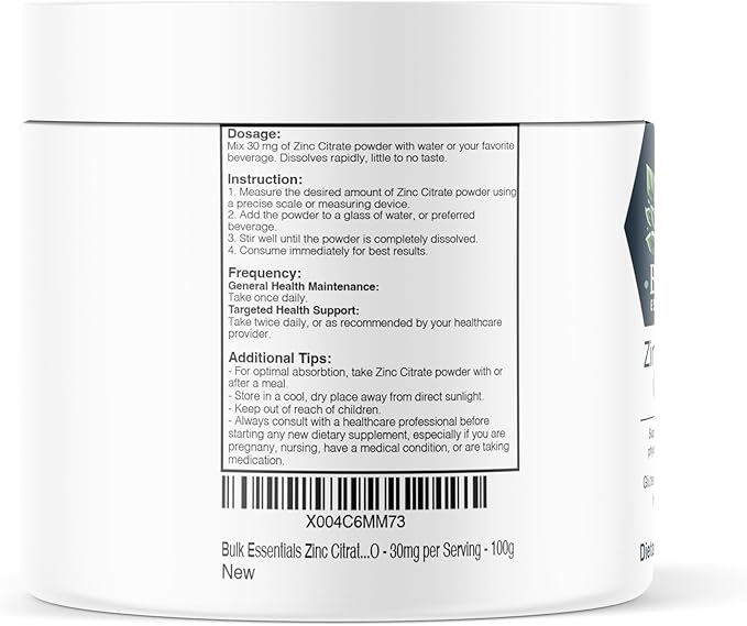 Zinc Oxide Powder - Zinc Oxide Supplement - Zinc Powder for Immune Support - Gluten Free - 50mg per Serving -100g