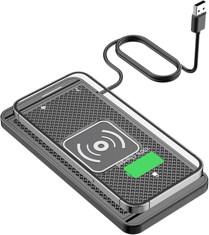 Wireless Charging Pad for Car for Lexus GX460 GX470 LC500, 15W Fast Wireless Charger Mat Non-Slip Silicone Car Center Console Phone Charging Pad,B/15W-USB