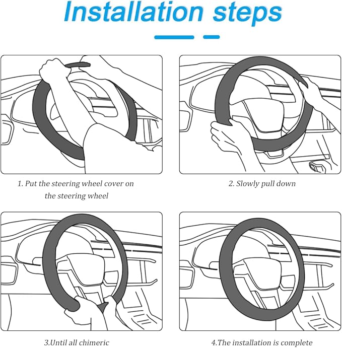 Car Steering Wheel Cover, Leather Elastic No Inner Ring Vehicle Steering Wheel Protector for 14.5-15Inch, Anti Slip Auto Interior Protection Accessories, Universal for SUV Sedan Truck (Pink)