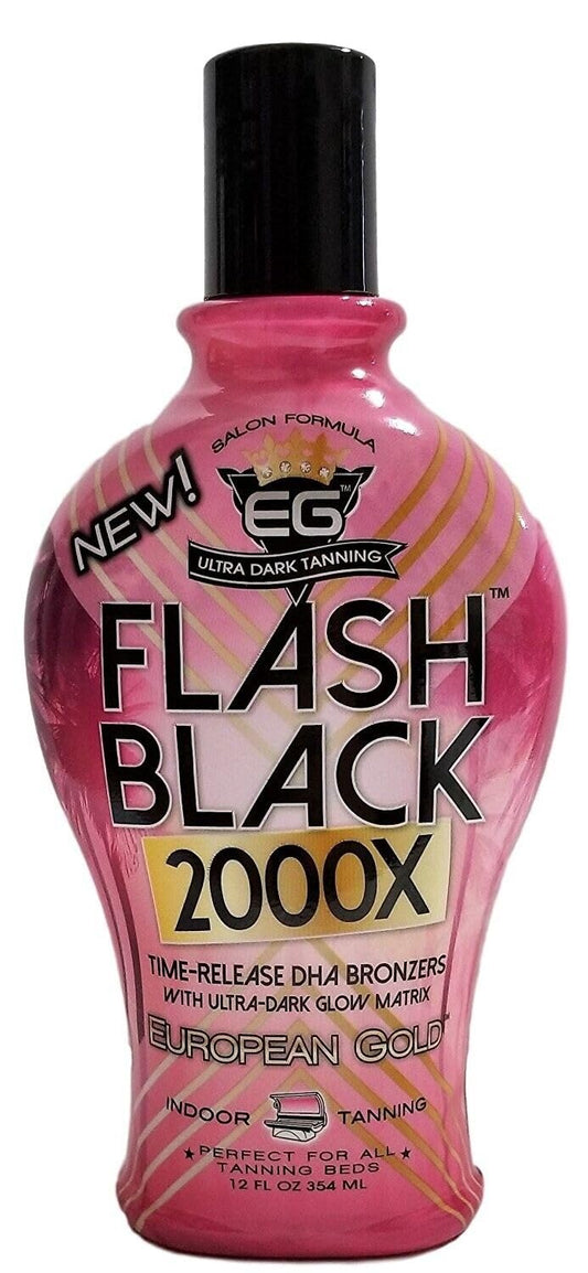 European Gold Flash Black 2000X Indoor Tanning Lotion With Time-Release Dha Bronzers, 12 Ounce