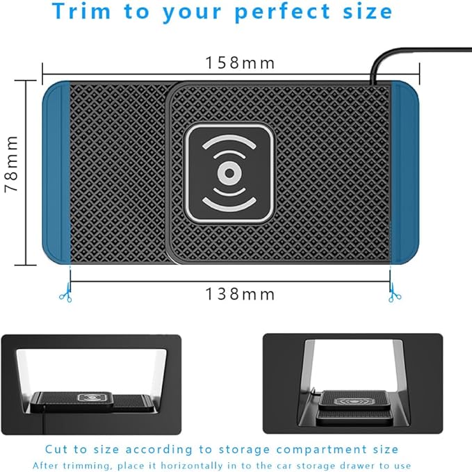 Wireless Charging Pad for Car for Genesis G70 G80 G90 2017-2026, Non-Slip Type C/USB 20W Fast Phone Charging Pad DIY Trim-to-Fit No Interior Damage,B&Type-C