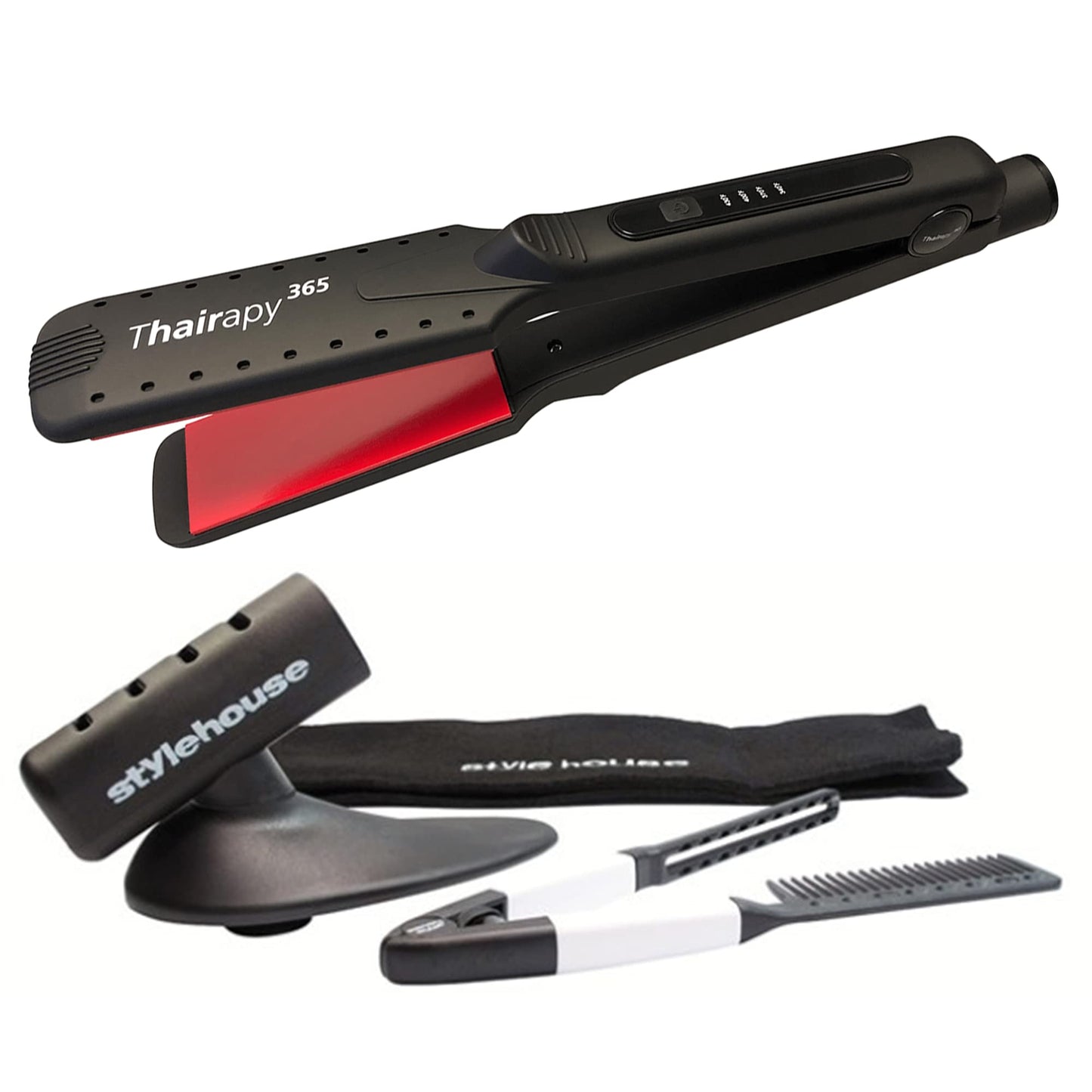 Thairapy 365 Wet or Dry Salon Quality Flat Iron Set ? 1.5 inch Extra Wide Styling Plates ? 450F to 140F Digital Temp Control - P