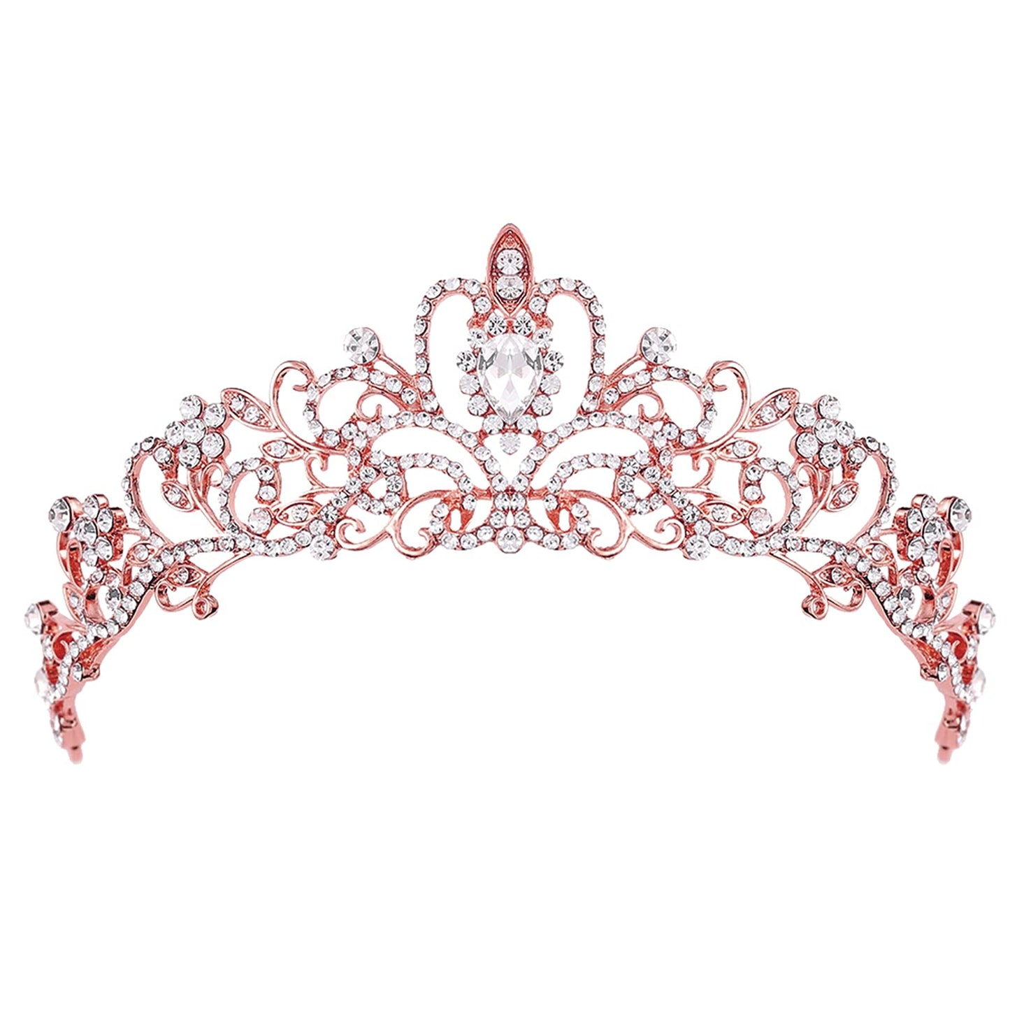 Cocide Rose Gold Tiara Crowns Crystal Headband Princess Rhinestone Crown With Combs Bride Headbands Bridal Wedding Prom Birthday