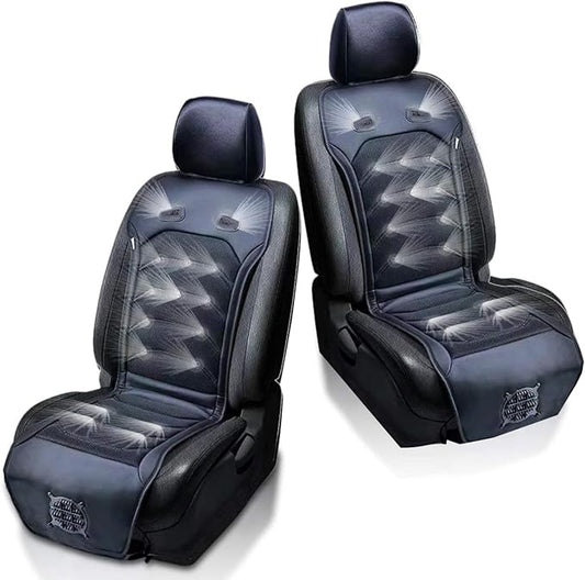 ZONETECH 2 Pack Cooling Car Seat Cushion - Black 12V Automotive Comfortable Massager Cooler Pad-Air Conditioned Air Circulation for Hot Weather