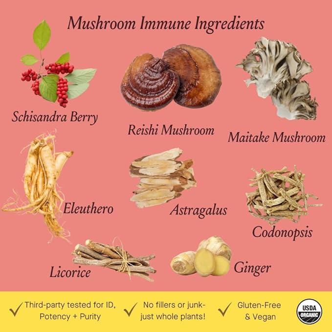 Urban Moonshine Mushroom Immune - Daily Support with Reishi & Astragalus - Long-Term Tonic for Healthy Immune System - Immune Support Supplement - Gluten Free Herbal Supplement - 2 Fl Oz