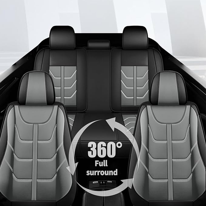 TTX LIGHTING Car Seat Covers fit for Nissan Juke S/SV/SL 2011-2017 Full Set: Premium Leather Automotive Seat Cover with Airbag Compatible Waterproof (5 Seats, Black & Gray)