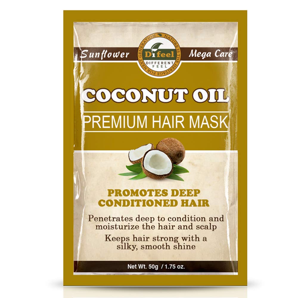 Difeel Premium Deep Conditioning Hair Mask - Coconut Oil 1.75 Ounce (6-Pack)