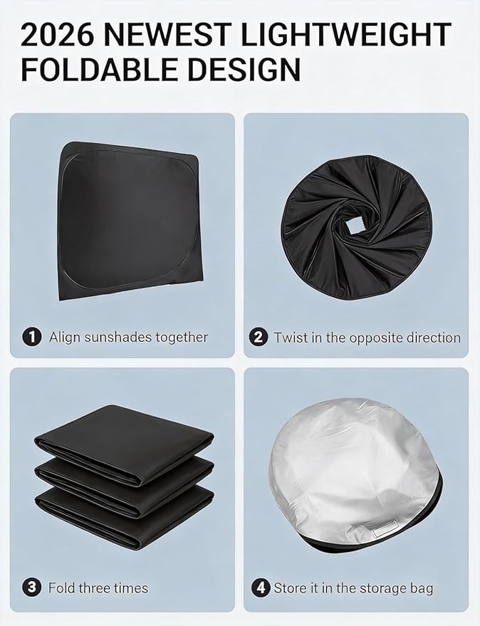 Proadsy Windshield Sun Shade for Cadillac CT4 2020-2026 Foldable Front Sunshade Protector Sun Visor Blocks UV Rays Keep Car Cooler Accessories