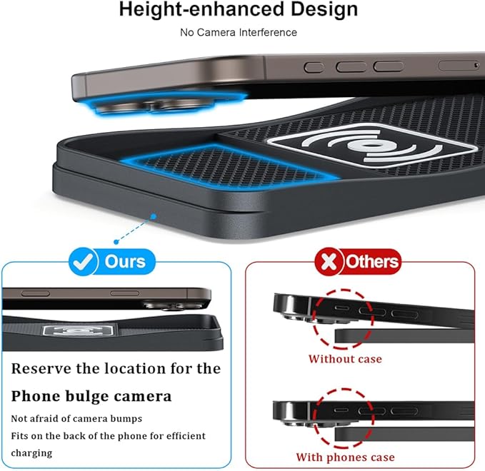 Car Wireless Charger Pad for Chevrolet Malibu 2000-2025, Type-C/USB 20W Fast Wireless Car Charger Pad Non-Slip Cordless Charging Mat,B-30cm Cable USB Plug