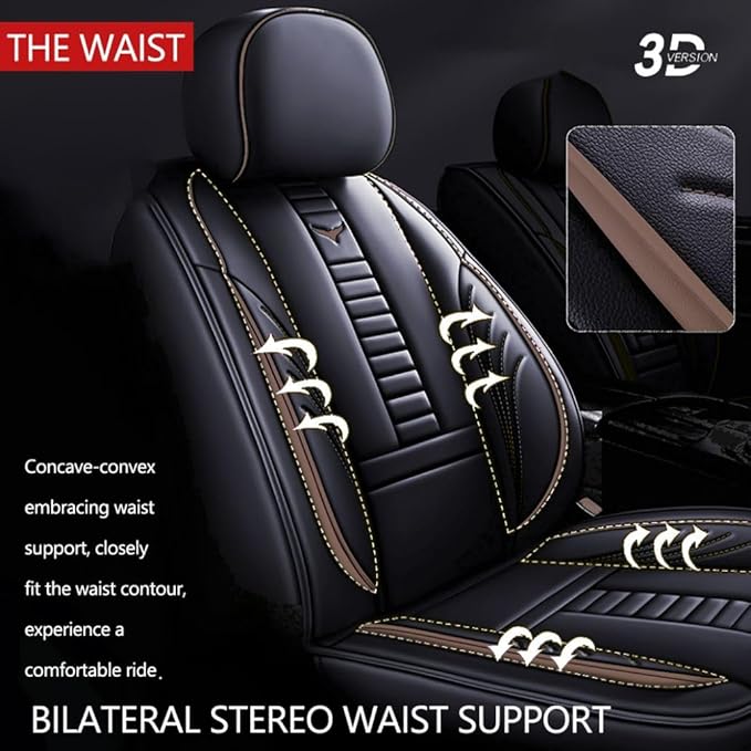 for Toyota RAV4 2008-2025 Car Seat Covers, Full Coverage Customized Seat Covers Premium Leather Waterproof Stain-Resistant Easy to Install (Full Set, Black&Coffee)