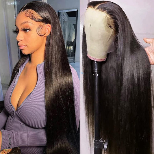 Subella Hd Lace Front Wigs Human Hair Pre Plucked Straight 220% Density 13X5 Hd Lace Frontal Wig With Baby Hair 12A Transparent