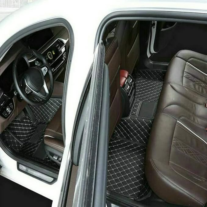 TREGOO All Weather Car Mats Custom Fit Non Slip Floor Mats for 1998-2025 Cars Personalized Leather Protection Pads Suitable for Men Women (Brown)