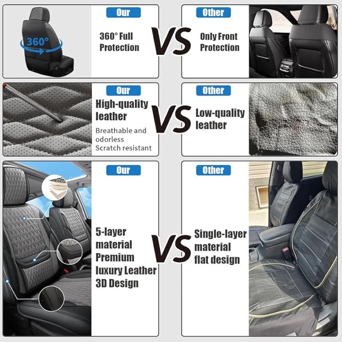 Car Seat Covers Full Set Custom Fit for Buick Regal 2009-2020 - Premium Faux Leather with Lumbar Support | Breathable, Waterproof, Anti-Slip, Durable (Black&Gray,Full Set)