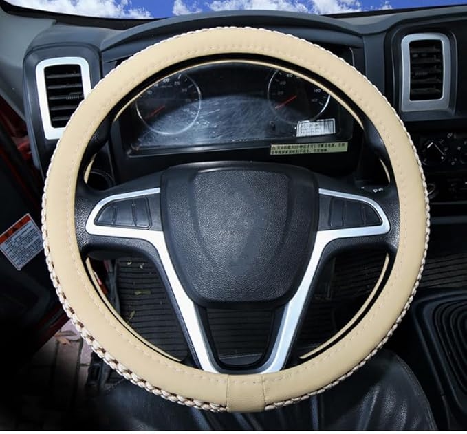 Size 16-20 Inch Ice Silk Ventilation Multi-Style Comfy Grip Steering Wheel Cover for Truck, Bus, Big Rig Trucker,SUV， Anti-Slip Design 16-20 Inch (White, 19)