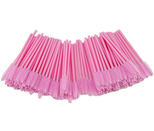 Yueton Pack Of 100 Disposable Eyelash Brushes Wands Mascara Applicator (Pink)
