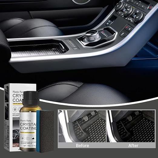 2025 Upgrade Crystal Coating for Car, Plastic Parts Crystals Coating, Plastics Parts Crystal Coating Plastic Restorer with Spong, Long Duration Refurbish Coatings Agent for Automotive Plastics (3Set)