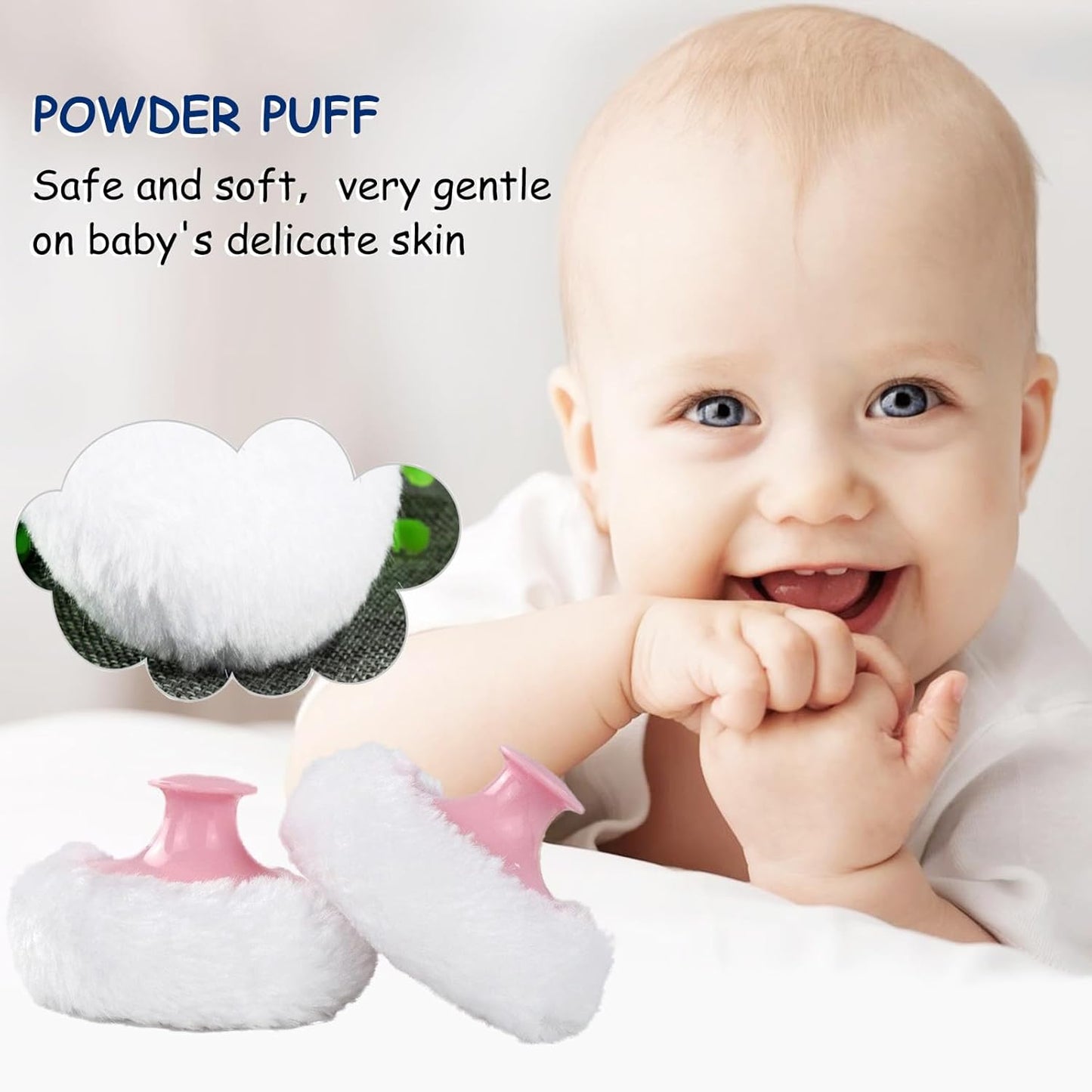 Body Powder Puff and Container for Dusting Powder, Women Powder Puff and Powder Case for Bath and Travel (Plum Blossom)
