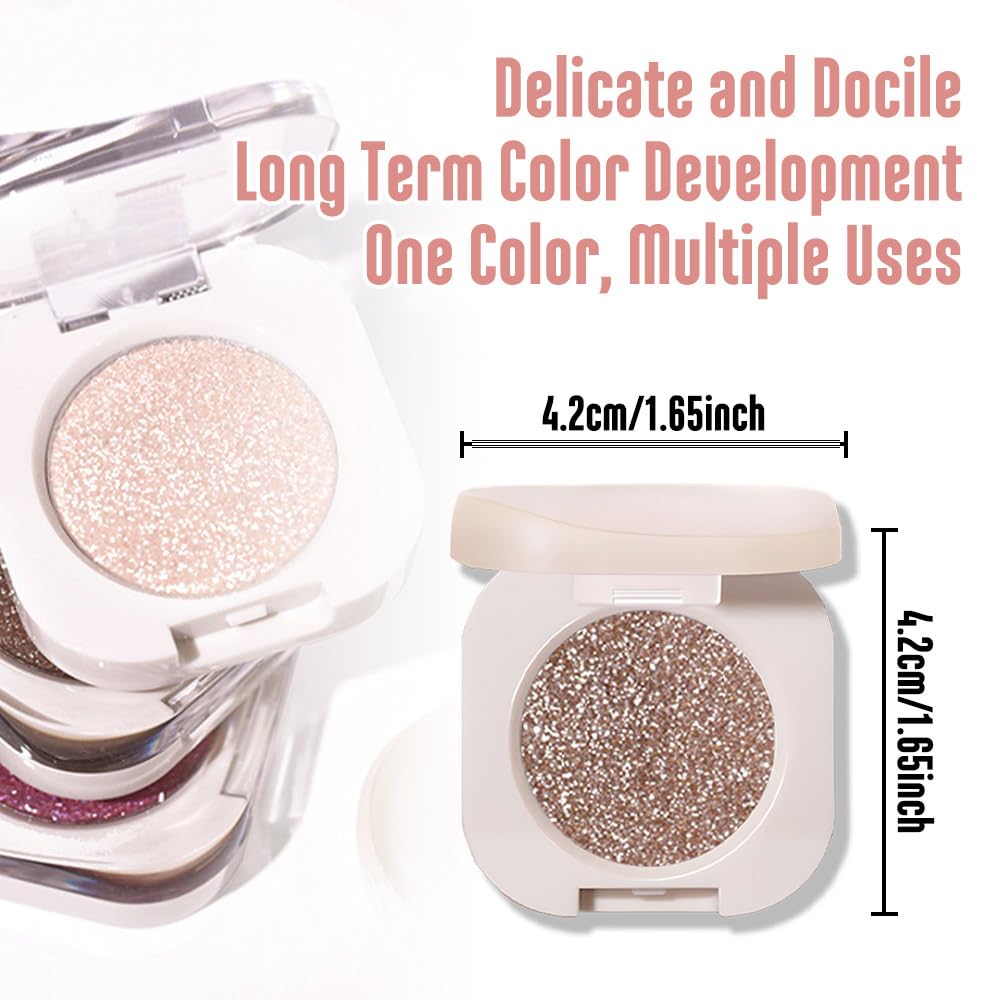 Glitter Eyeshadow Palette,Shimmer Smoky Brown Eyeshadow Makeup,Smokyd Shiny Pressed Powder,Single Vegan Eyeshadow,Highly Pigmented Natural Eyeshadow Palette,Monochrome Long Lasting Glitter Eye Make 10