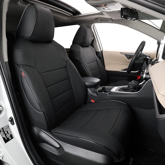 EKR Rav4 Seat Covers Custom Fit for Toyota Rav4 (Hybrid) Woodland/Limited 2026, Leather Car Seat Cover Full Set for SUV,Faux Leather(Black)