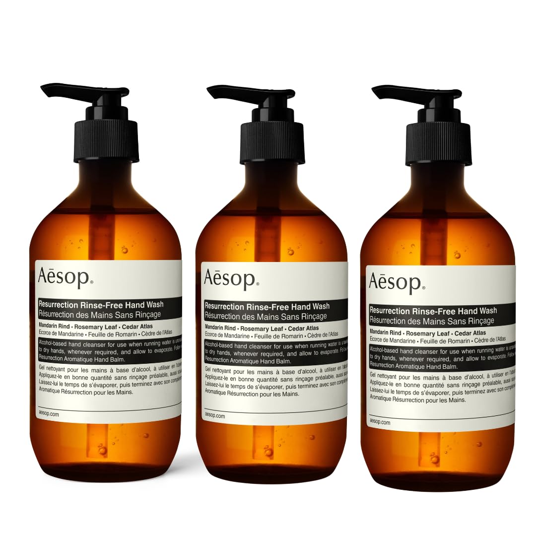 Aesop Resurrection Aromatique Hand Wash | Gentle Cleanser With Orange, Rosemary And Lavender Oils | 16.9 Oz, Pack Of 3