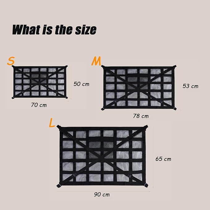 Overhead Car Organizer, Compatible with Ford F-150 XL/Raptor 2010-2025 Car Roof Storage Net Universal Car Ceiling Storage for Camping Storage Bag,Black-Small